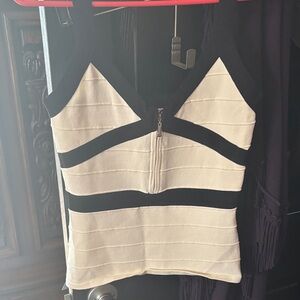 Boston Proper Black and Cream Tank Top